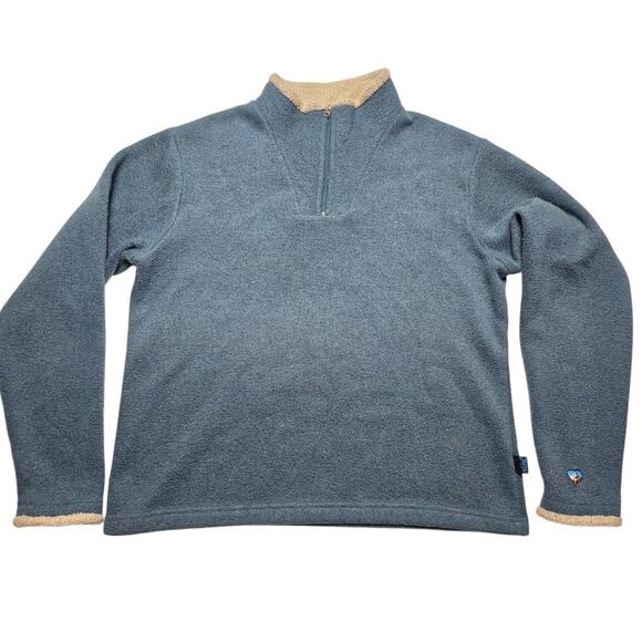 Vintage Kuhl Sweater Womens Large Blue Alfpaca Fleece 1/4 Zip Pullover Sherpa - Picture 1 of 5